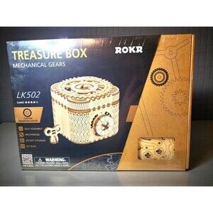 ROKR 3D Wooden Puzzle Mechanical Treasure Box Gear Model Kit Secret Storage Gift
